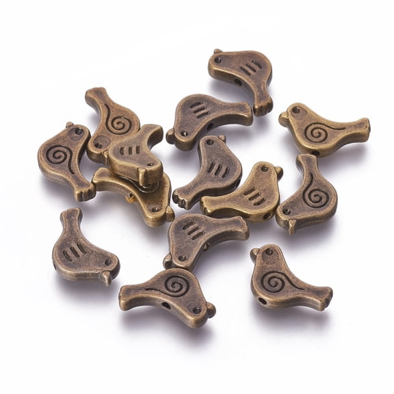 Tibetan style Alloy Beads Bird Cadmium Free & Nickel Free & Lead Free Bronze 9x15x2.5mm Hole: 1.5mm
