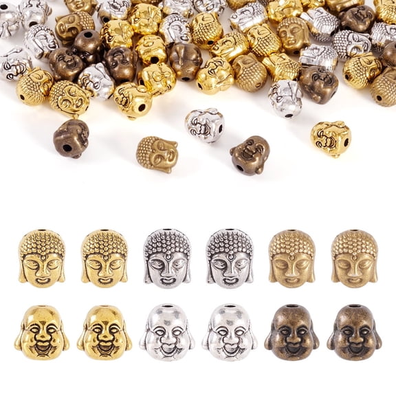 Tibetan style Alloy Beads Buddha for Buddhist Mixed color 11x9x8mm 60pcs/box