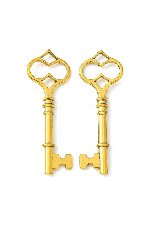 Tibetan style Alloy Big Pendants Key Cadmium Free & Lead Free Golden 60x21x3mm Hole: 4x5mm about 200pcs/1000g
