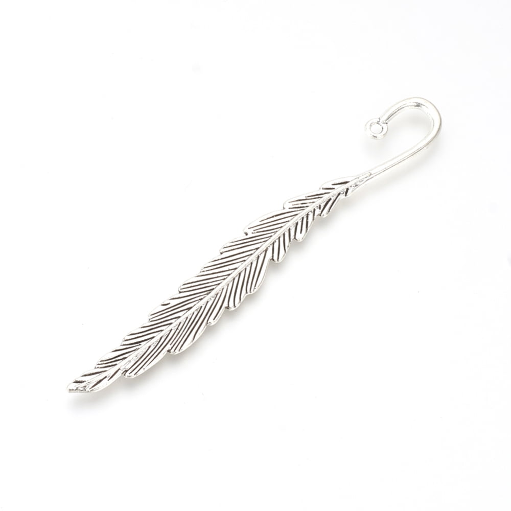 Tibetan style Alloy Bookmarks Feather Cadmium Free & Lead Free Antique Silver 115x14.5x3mm Hole: 2.5mm about 95pcs/1000g Alloy
