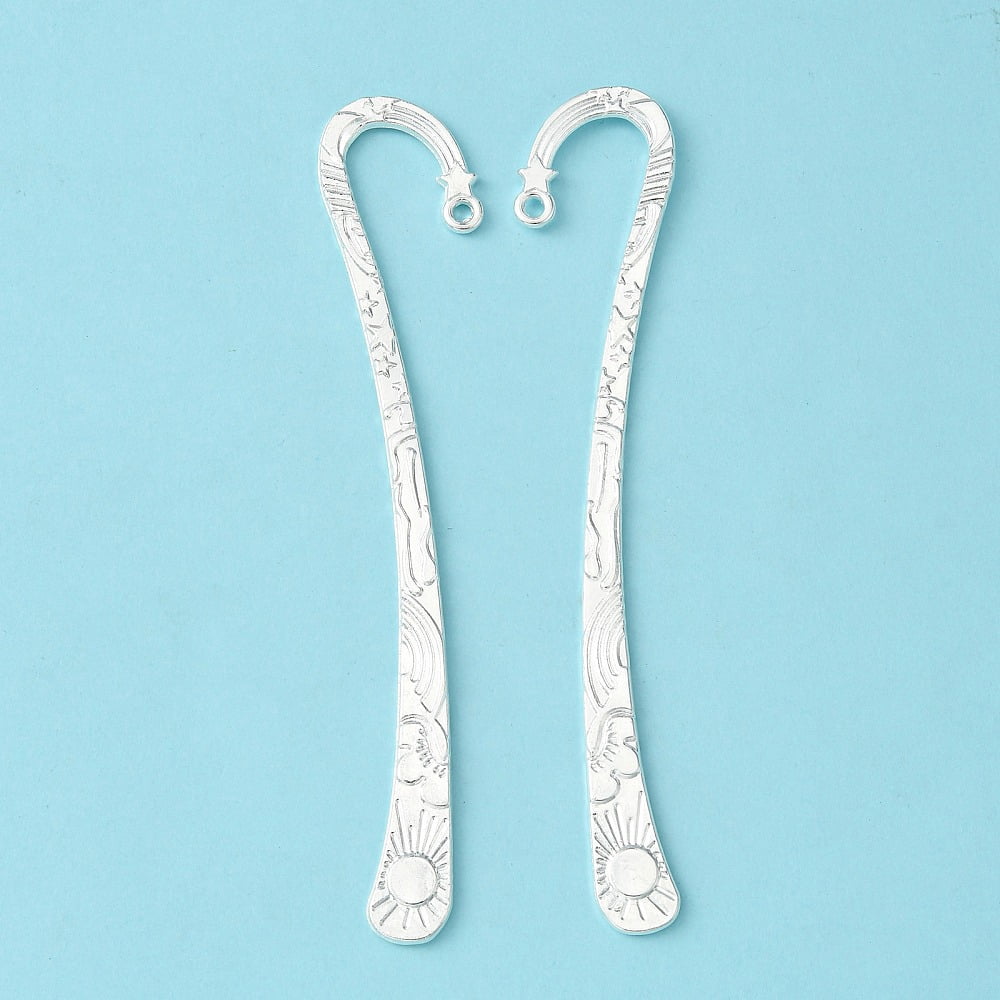 Tibetan style Alloy Bookmarks Lead Free Nickel Free and Cadmium Free Silver color Plated about 125x23mm Hole: 3mm