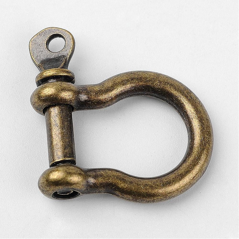 Tibetan style Alloy D-Ring Anchor Shackle Clasps Bronze 25x24.5x3~7mm Hole: 2.5mm