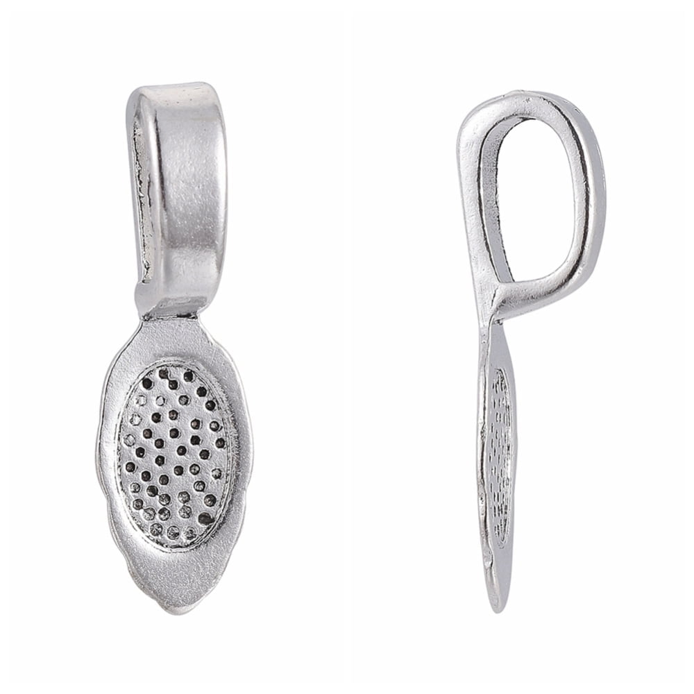 Tibetan style Alloy Glue-on Flat Pad Bails Cadmium Free & Nickel Free & Lead Free Antique Silver 26x8x7mm Hole: 5x8mm