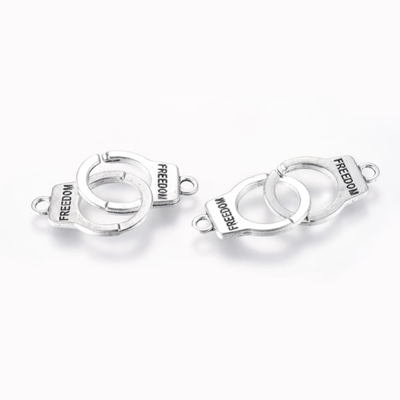 Tibetan style Alloy Handcuff with Links connectors Cadmium Free & Lead Free Silver 39x15x2mm Hole: 2mm