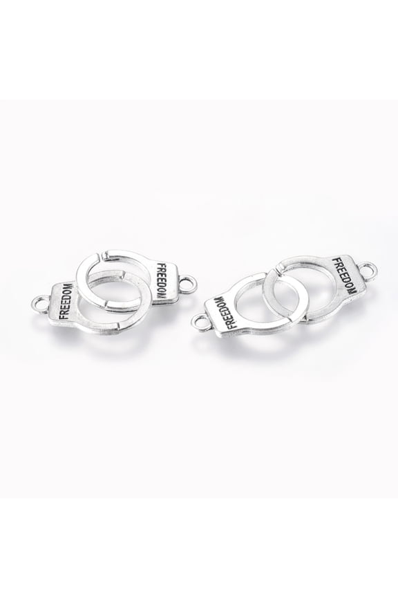 Tibetan style Alloy Handcuff with Links connectors Cadmium Free & Lead Free Silver 39x15x2mm Hole: 2mm