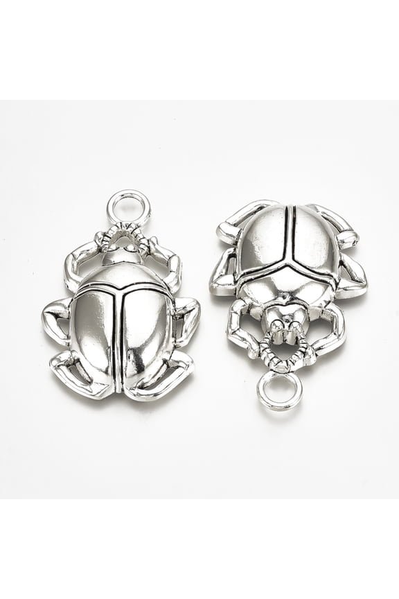 Tibetan style Alloy Pendants Beetle Cadmium Free & Lead Free Antique Silver 40x27x8mm Hole: 5mm