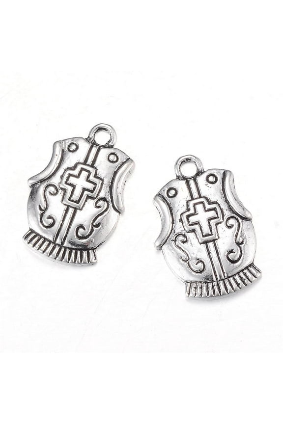 Tibetan style Alloy Pendants Cadmium Free & Lead Free Armor of God Breastplate Antique Silver 23x15x2.5mm Hole: 2mm about 610pcs/1000g
