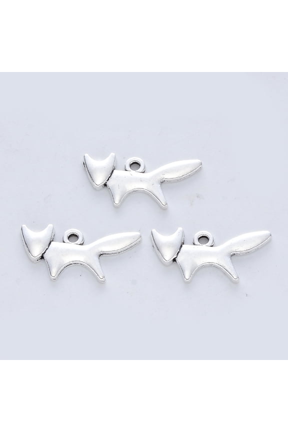 Tibetan style Alloy Pendants Cadmium Free Lead Free Fox Silver 10x20x1mm Hole: 1.2mm