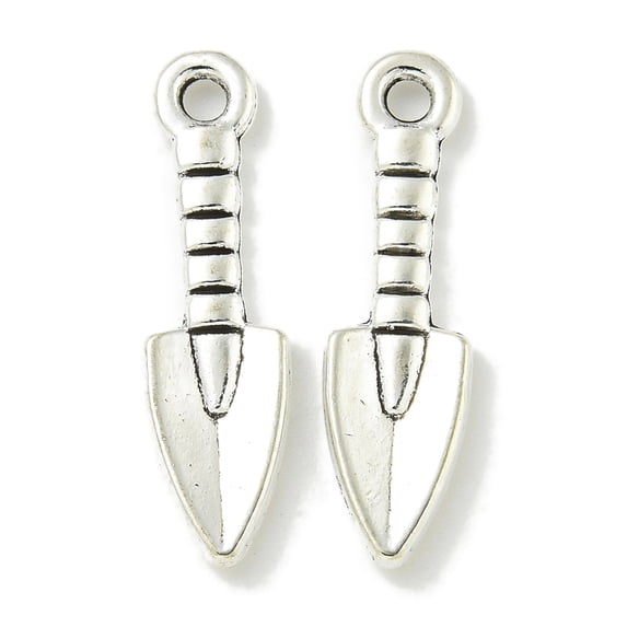 Tibetan style Alloy Pendants Lead Free Cadmium Free Shovel Shapes Silver 24.5x7x2mm Hole: 2mm 1052pcs/1000g