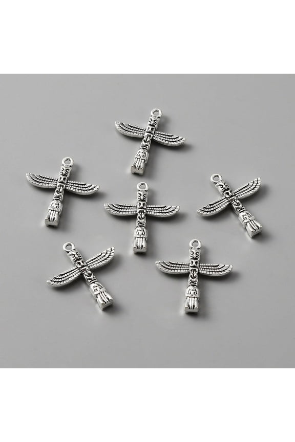 Tibetan style Alloy Pendants Maya Totem Stone Column Antique Silver 27x25x4.5mm Hole: 1.8mm