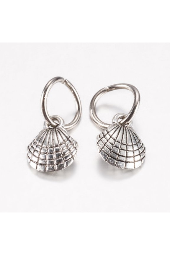 Tibetan style Alloy Pendants Shell Antique Silver 13x9.5x3.5mm Hole: 7.5mm
