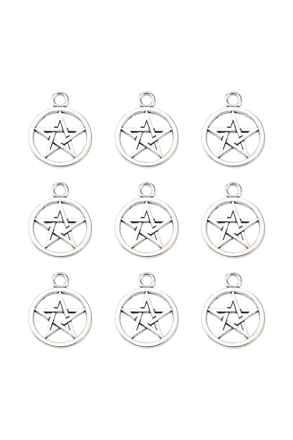 Tibetan style Alloy Pentagram Pendants Cadmium Free & Lead Free Antique Silver 26x21x2mm Hole: 3mm