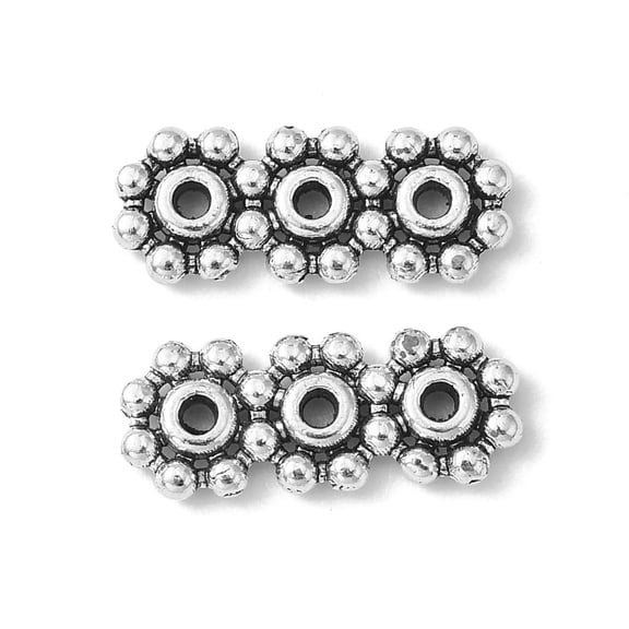 Tibetan style Alloy Spacer Bars Lead Free & Cadmium Free Flower Antique Silver about 15mm long 6mm wide 1.5mm thick hole: 1mm