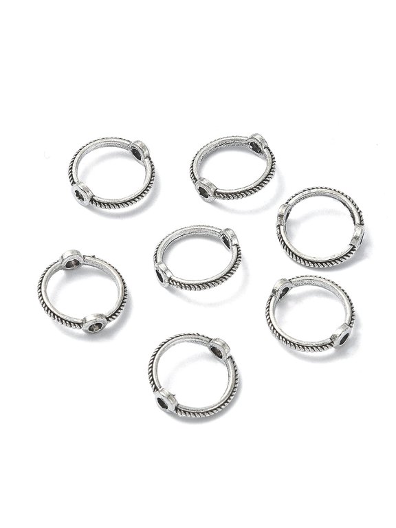 Tibetan style Zinc Alloy Bead Frames Round Ring Antique Silver 9mm Hole: 1mm