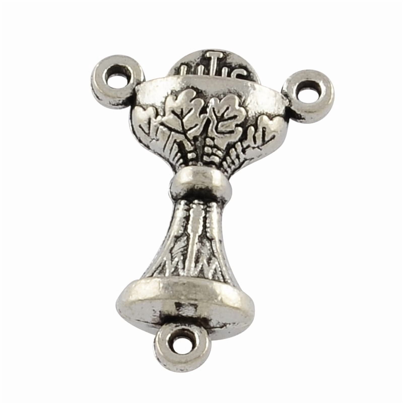 Tibetan style Zinc Alloy Lantern Chandelier Component Links 3 Loop Connectors Lead Free Cadmium Free Silver 22.2x15.4x6.2mm Hole: 1.2mm 192pcs/500g