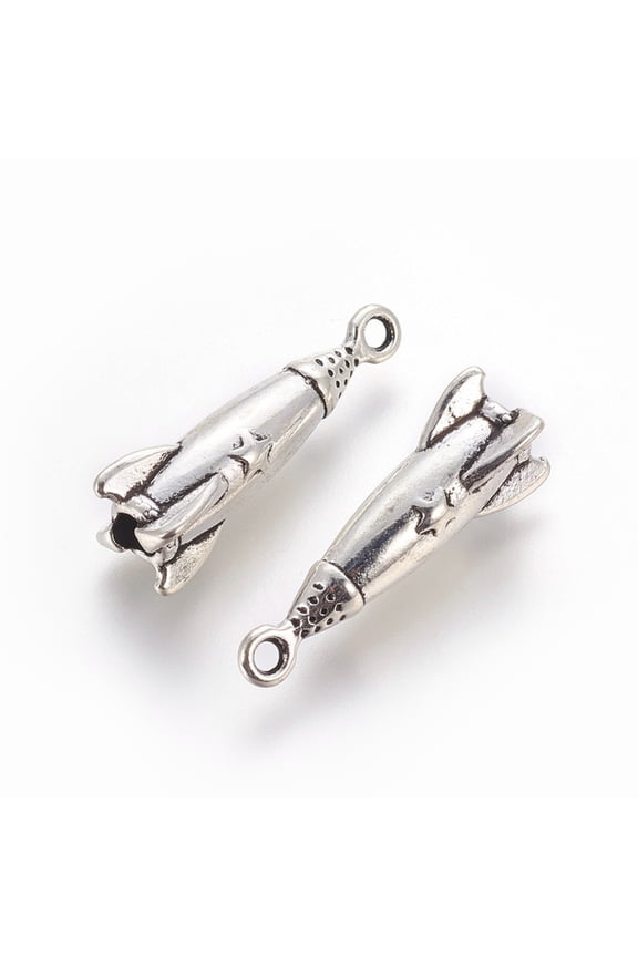 Tibetan style Zinc Alloy Pendants Rocket Silver 25x9x9mm Hole: 1.5mm