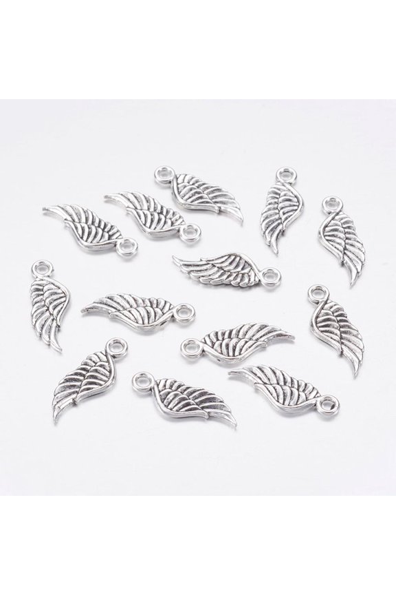 Tibetan style Zinc Alloy Wing Pendants Lead Free Cadmium Free Silver 20.7x7.5x1.5mm Hole: 2.5mm
