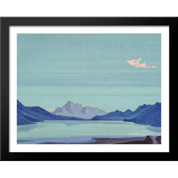 Tibetian lakes 36x28 Large Black Wood Framed Print Art by Nicholas Roerich