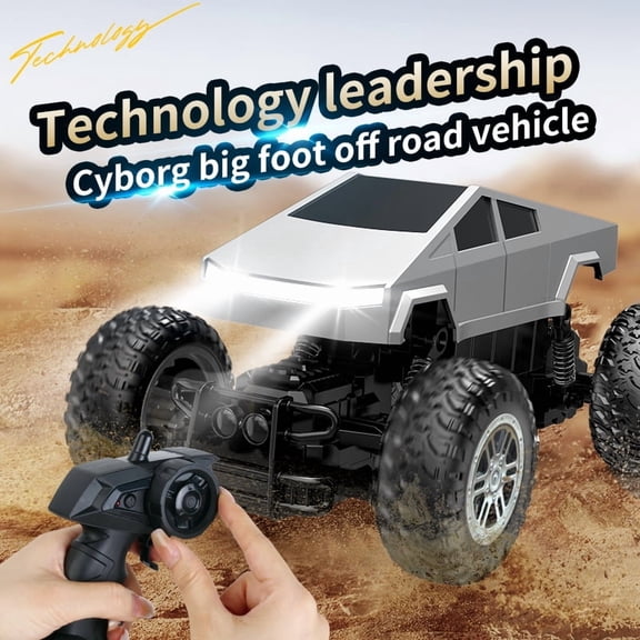 Tibibee RC Off-Road Monster Truck, 4WD Remote Control Rock Crawler with Rubber Tires, High-Speed Rechargeable RC Car, LED Lights, All Terrain Vehicle for Kids Ages 6-14