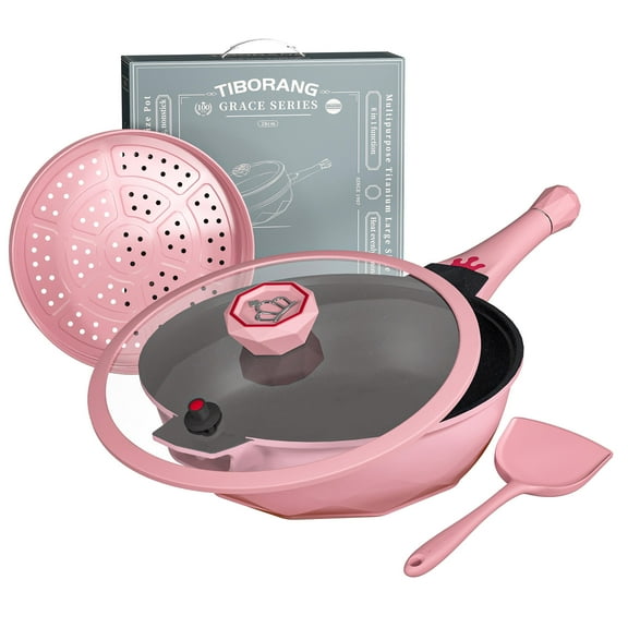 Tiborang 11" purple nonstick 5 quarts 8 in 1 multifunctional pan