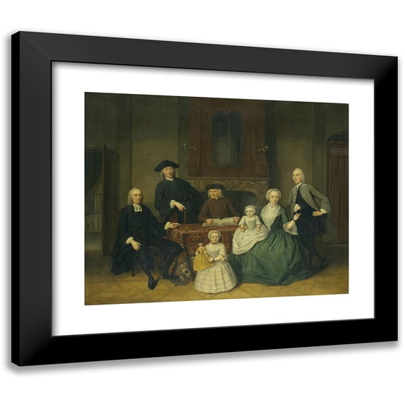 Tibout Regters 14x12 Black Modern Framed Museum Art Print Titled - Portrait of the Brak Family, Amsterdam Mennonites (1752)