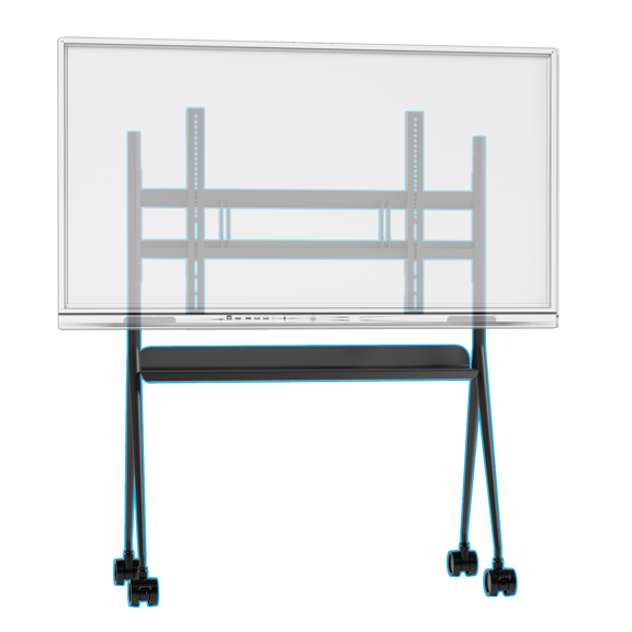 Tiburn Mobile Smart Board Stand with Locking Wheels for 55" - 75" Interactive Whiteboards | Adjustable Height, Removable Stand for Home, Classroom, Office