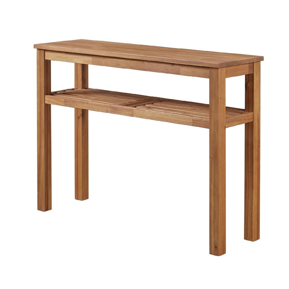 Amber Acacia Wood Console Table with Storage Shelf
