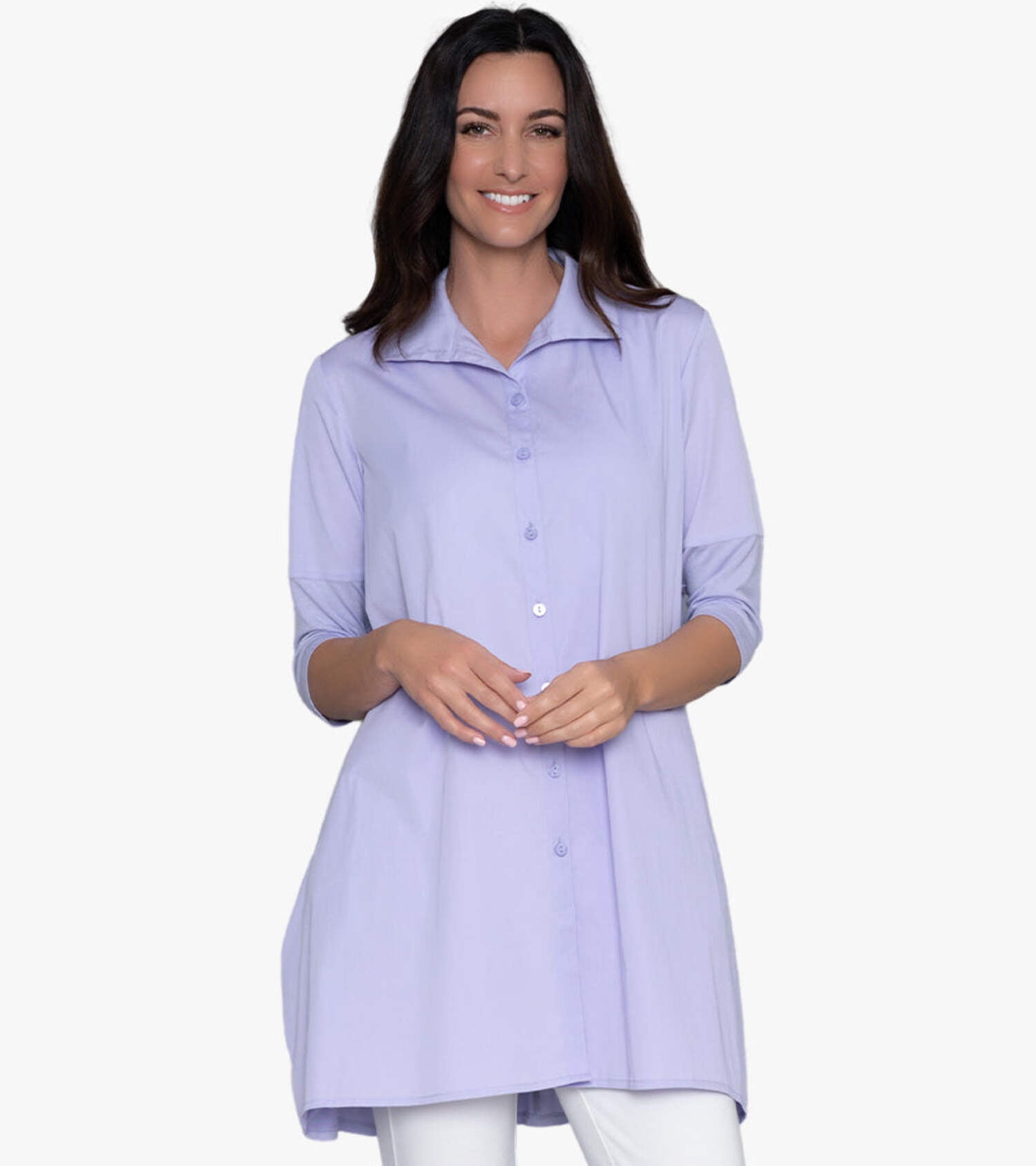 売れ筋商品|||ステラカラカシ カットソー トップス レディース Women's 3/4 Sleeve Button-Front Cotton Poplin Shirt Top Tiburon Tunic Icon Sage Stella Carakasi Women's Cotton Poplin A-Line 3/4 Sleeve