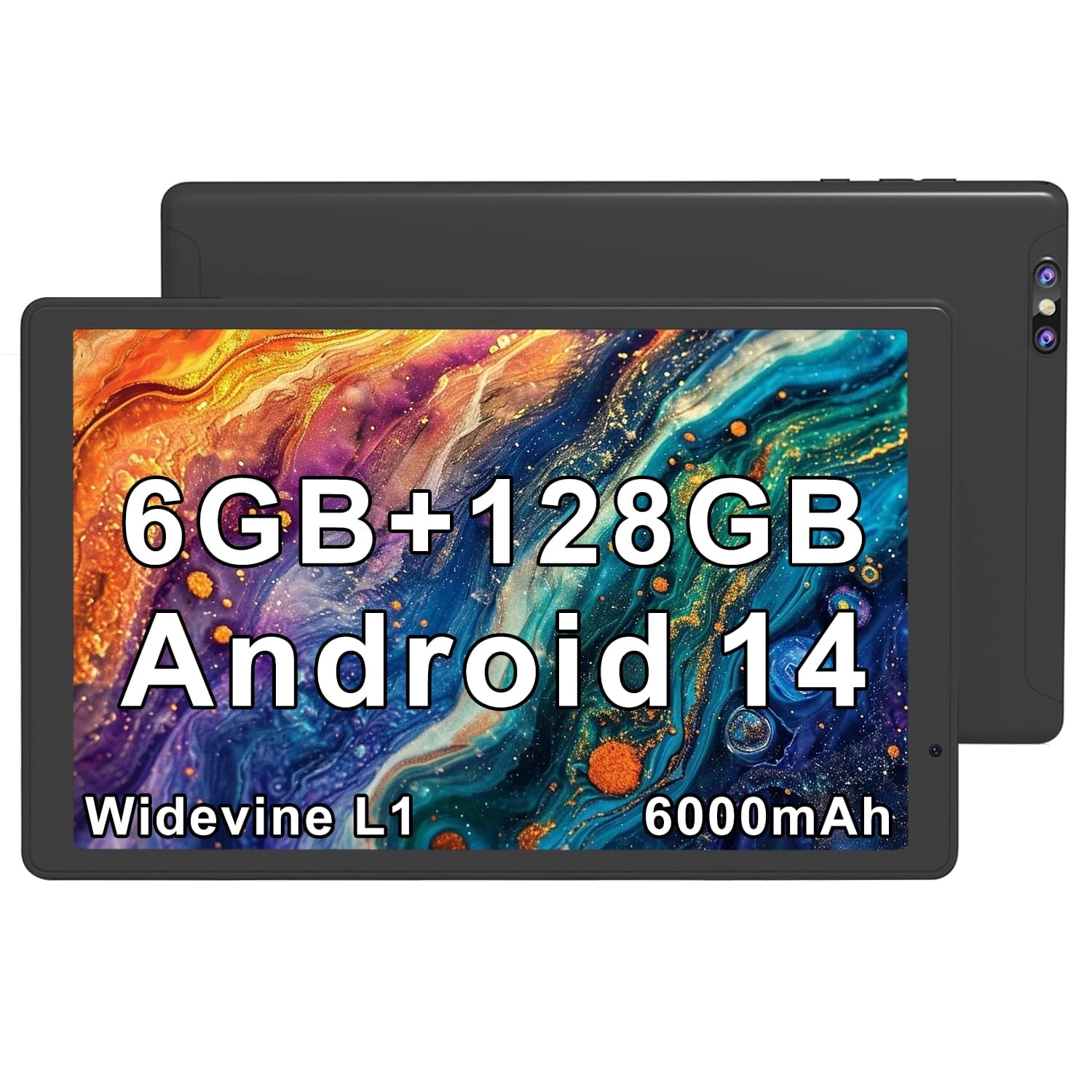 Tibuta 10.1" Tablet - 6GB RAM, 128GB + Expandable to 512GB, Android 14 - Fast & Spacious for Family Fun & Learning w/Protective Case