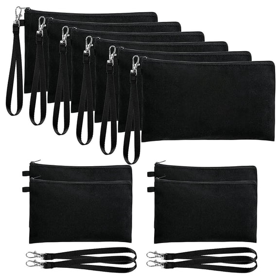 Tibvox 10 Pcs Sublimation-Blank-Bag 7.87x5.5'' Heat Transfer Makeup Bags with Lanyard for Sublimation-Transfer Thermal Transfer