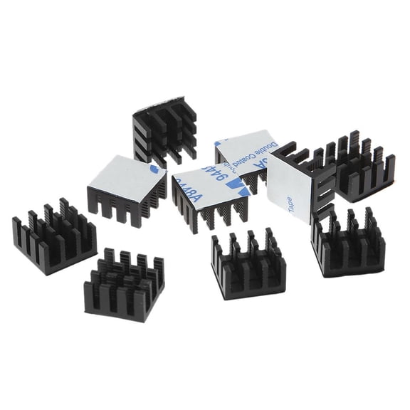 Tibvox 10 Pieces Heatsink Kit 14x14x8mm Aluminum Heat Sink Cooler Radiator for Cooling Raspberry Pi 4 GPU IC Chips LED