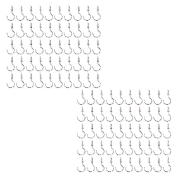Tibvox 100pcs Small Screw Hooks Eye Screw Ceiling Hooks Stainless Steel for Hanging Art
