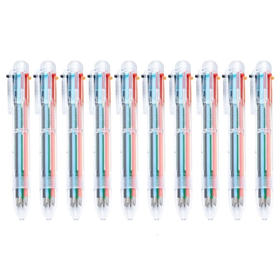 Tibvox 10Pcs Multicolored Pen 10 Color-in-1 Ballpoint Pen 1.0MM Retractable Multicolor Pen for Writing Journaling Color Coding