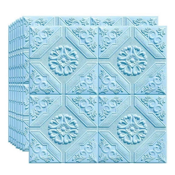 Tibvox 10Pcs Removable Tile Brick Wall Sticker Waterproof Background Wall Wallpaper