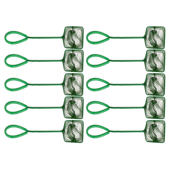 Tibvox 10pcs Aquariums Fish Net Scooping Tool for Safe Catching and Fishtanks Cleaning with Ergonomic Handle for Office Home Use