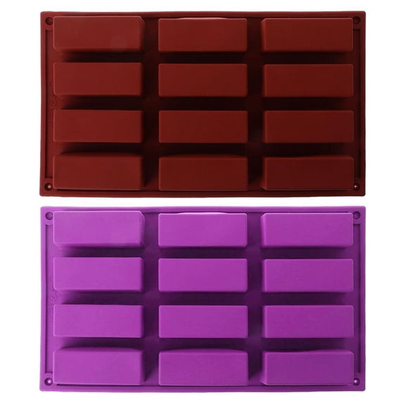 Tibvox 12 Cavity Rectangle Silicone Soap Cake Mold Candy Baking Bakeware Mould Ice Cube