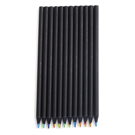 Tibvox 12Pcs Rainbow Color Pencils, 7 Color in 1 Coloring Pencils Multicolored Pencils