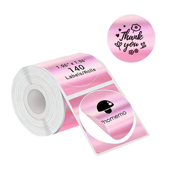 Tibvox 140Pcs Glittering Thermal Labels Paper Waterproof 50mm Round Thermal Sticker