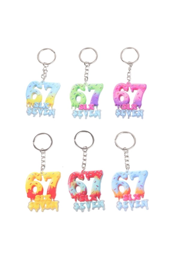 Tibvox 1Set Six Seven Keychain 67 Memes Keychain Key Charm Handbag Backpack Accessories 67 Key Charm Valentines Day Gift