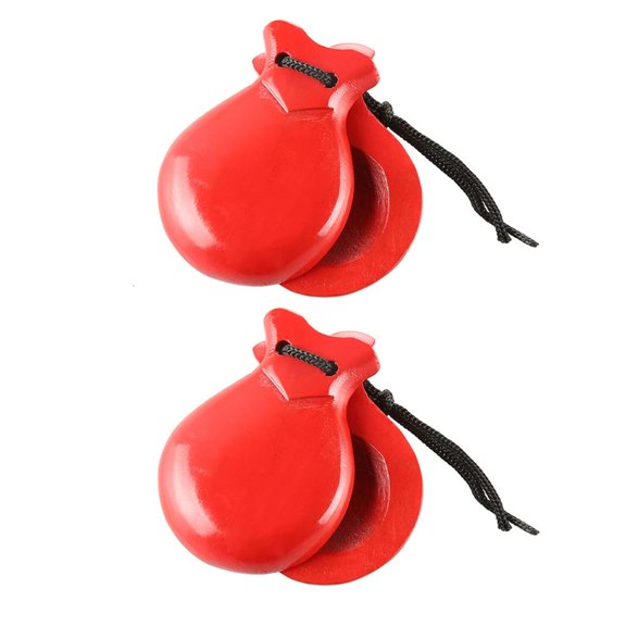 Tibvox 2 Pcs Traditional Flamenco Castanets Wood Percussion Orff Music Instrument
