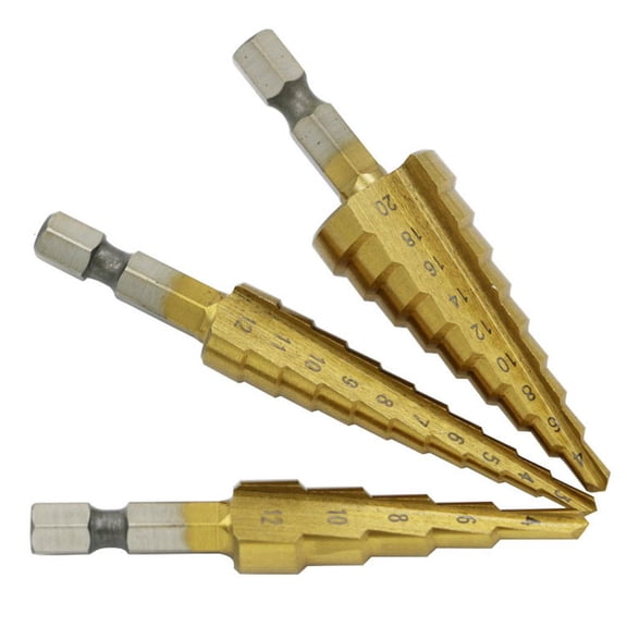 Tibvox 3-12mm 4-12mm 4-20mm Step Cone Drill Bit Hexagonal Shank High Speed Steel Hole
