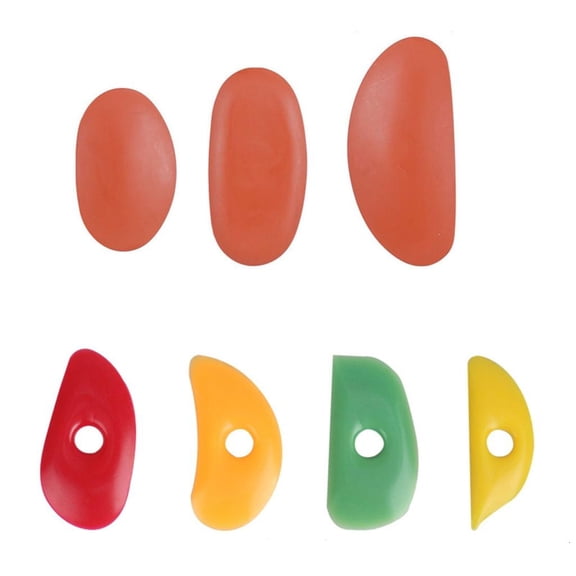 Tibvox 3/4/7Pcs Pottery Foot Shapers Clay Texture Ribs Pottery Sculpting Shaping Tool