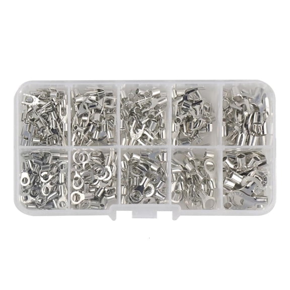 Tibvox 320 Pcs Non-Insulated Ring Fork U-Terminal Connector Tin-Plated-Copper Wire Crimp Fork End Cable Lugs Wire Connector