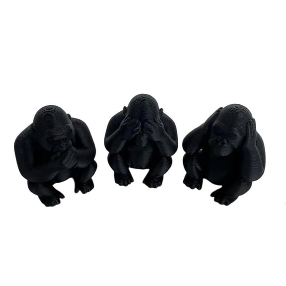 Tibvox 3PCS Life Like Gorillas Figurine Animal Statue Decors For Living Room Desk Decors