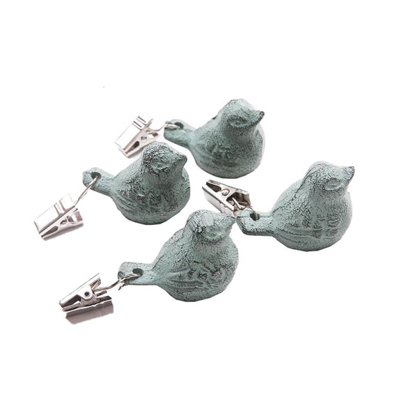 Tibvox 4 PCS Table Cloth Weights Antique Cast Iron Bird Weights for Tables Cloth Garden Table Cloth Weights Table Cloth Pompoms