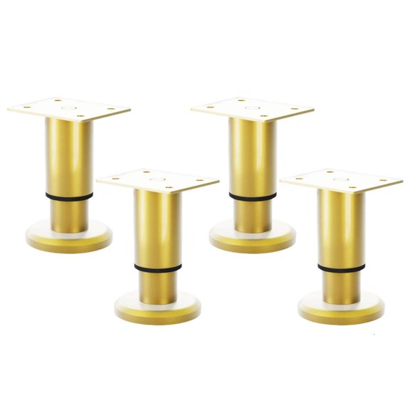 Tibvox 4Pcs Gold Finish Adjustable Table Legs Rolled Steel Furniture Supports Extendable Stable Support for Enhances Stability