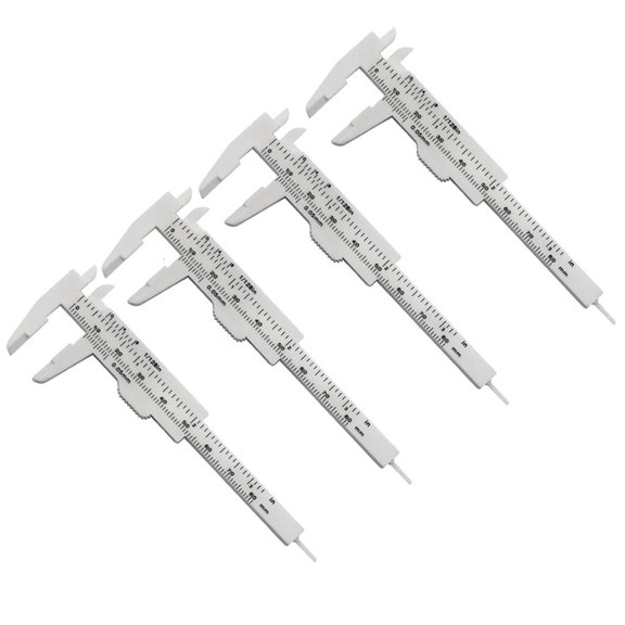 Tibvox 4Pcs Mini Calipers Double Scale 0-80mm Scale Plastic Verniers Calipers for Jewelry