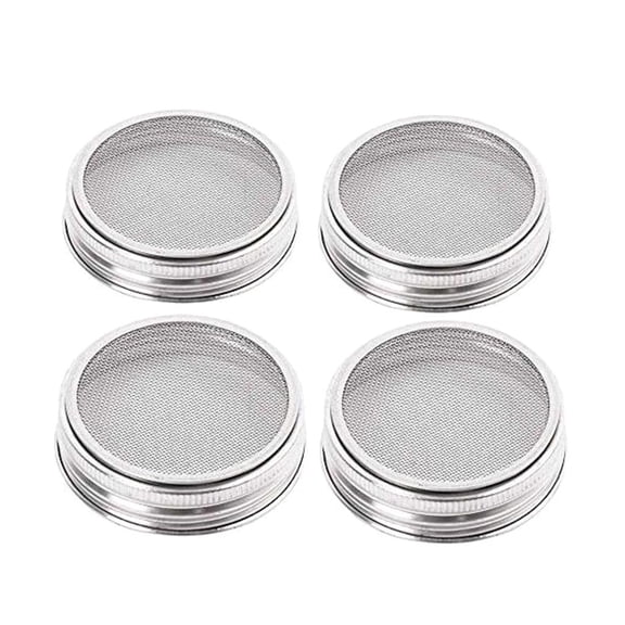 Tibvox 4Pcs/Set Plant Sprouting Lids 304 Stainless Steel Filter Mesh Cover Screen Strainer for Wide Mouth Mason Germinator Canning Jars