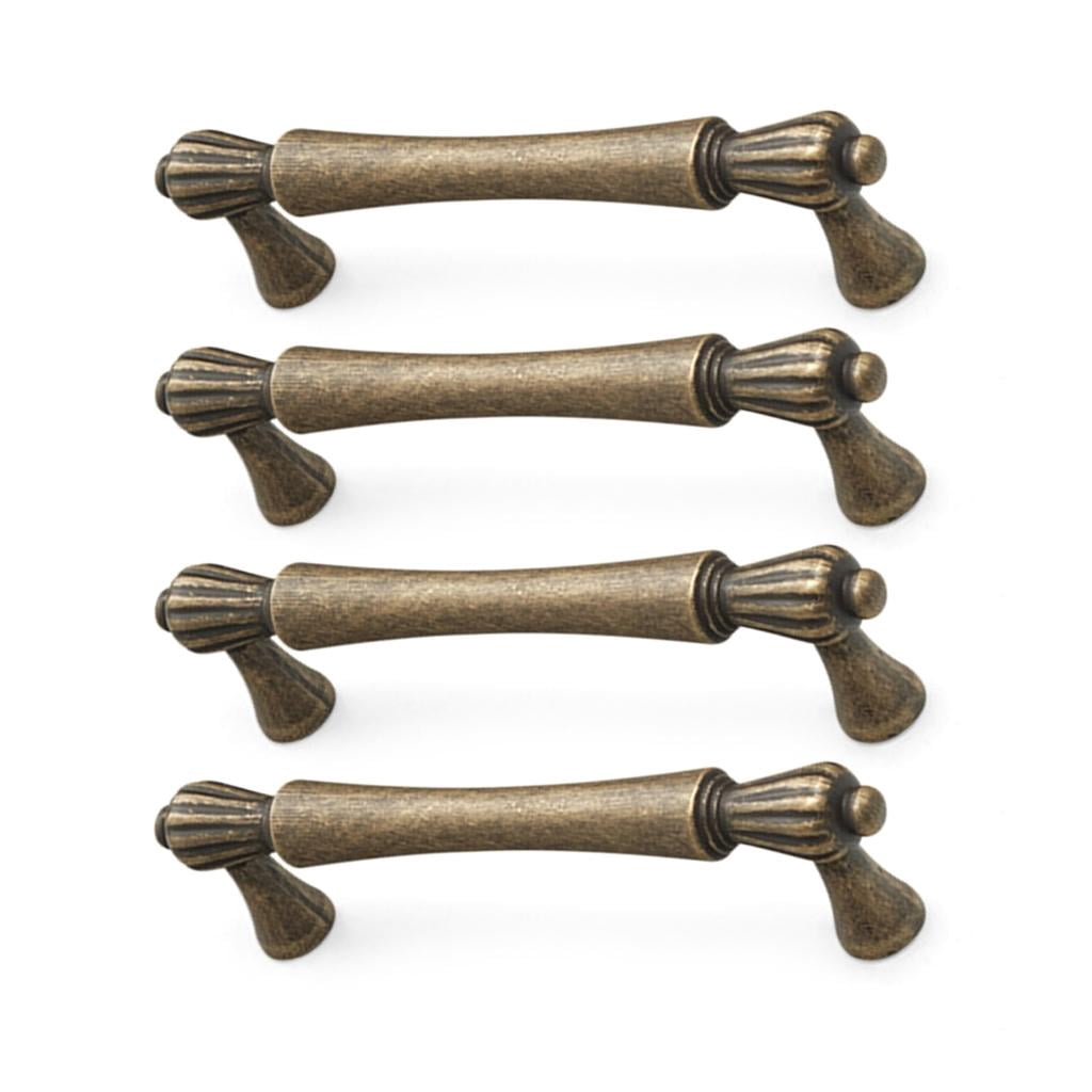 Tibvox 4pcs Antique Brass Drawer Pulls Cabinet Handle set for Kitchen & Bathroom Use