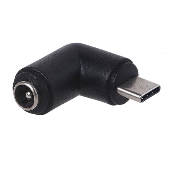 Tibvox 5.5x2.1mm Elbow Female to Type C Male Adapter Black Angle Adapter for Powerbank/Tablet/Mobile Phone 90 Degree Adapter